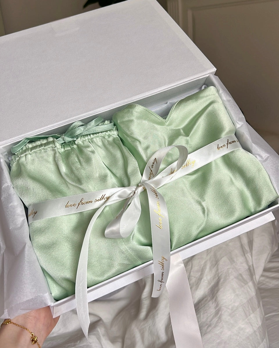 Green Silk Cami Pyjama Gift Set